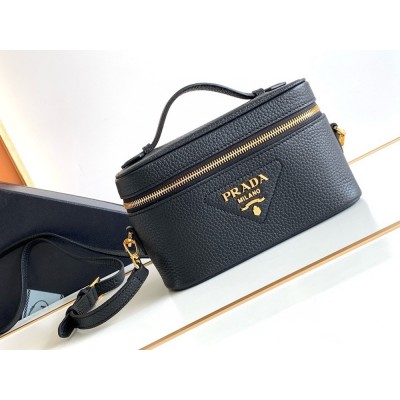 Prada Mini Vanity Bag in Black Grained Leather TDBS28471