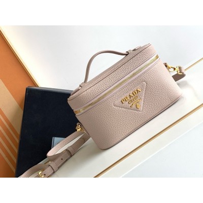 Prada Mini Vanity Bag in Light Pink Grained Leather TDBS28473