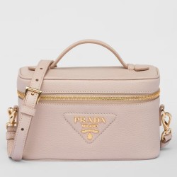 Prada Mini Vanity Bag in Light Pink Grained Leather TDBS28473