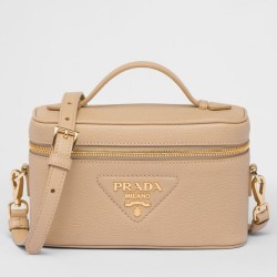 Prada Mini Vanity Bag in Sand Beige Grained Leather TDBS28474