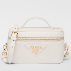 Prada Mini Vanity Bag in White Grained Leather TDBS28475