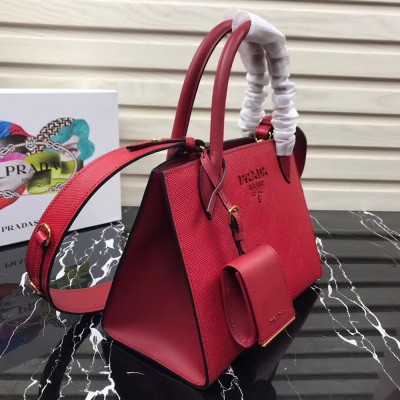 Prada Monochrome Bag In Red Saffiano Leather TDBS28329