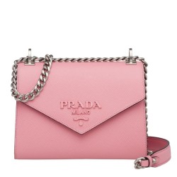 Prada Monochrome Flap Bag In Petal Pink Saffiano Leather TDBS28147