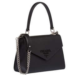 Prada Monochrome Top Handle Bag In Black Saffiano Leather TDBS28397