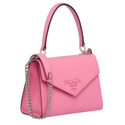 Prada Monochrome Top Handle Bag In Pink Saffiano Leather TDBS28399