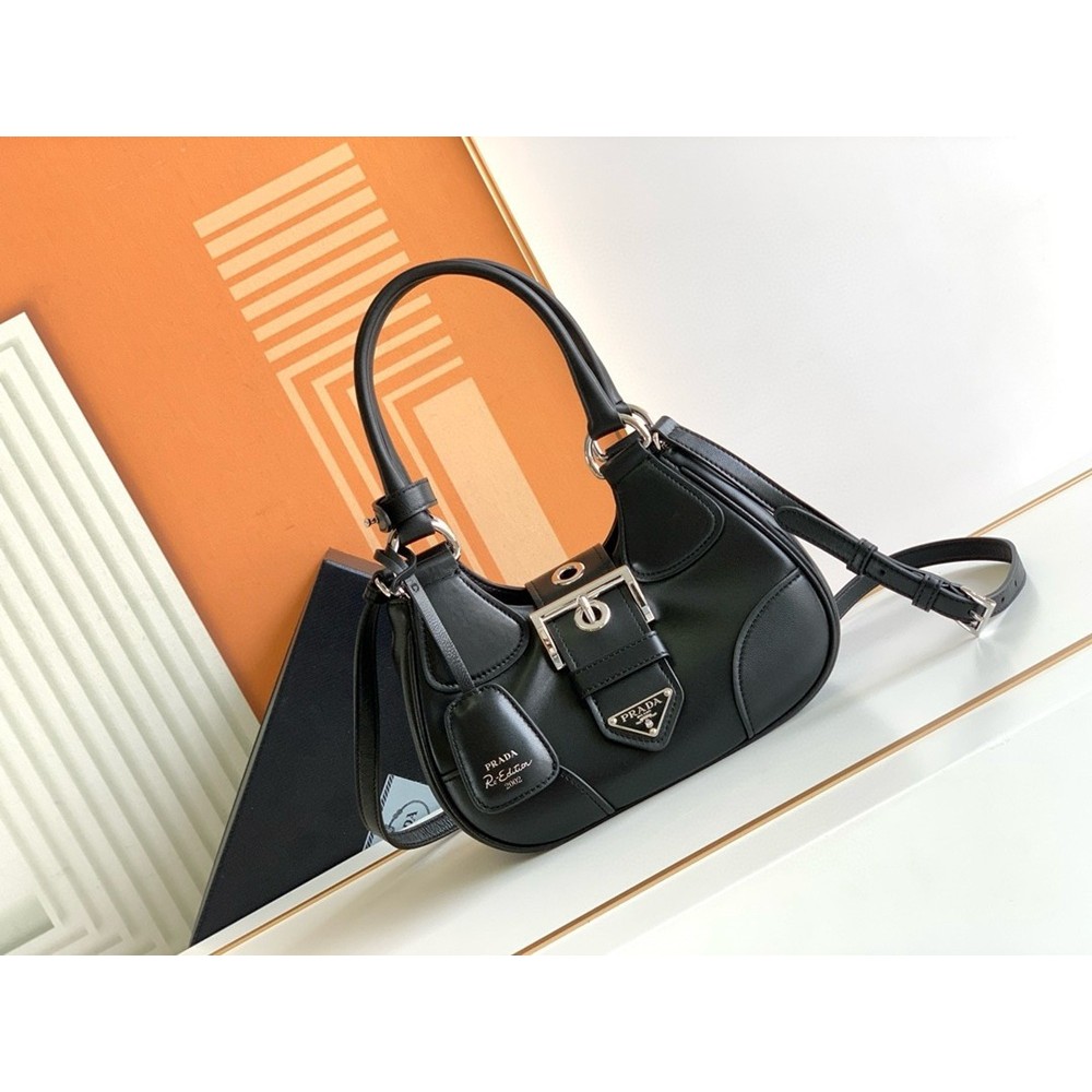 Prada Moon Bag in Black Re-Nylon and Leather TDBS28244