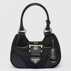 Prada Moon Bag in Black Re-Nylon and Leather TDBS28244