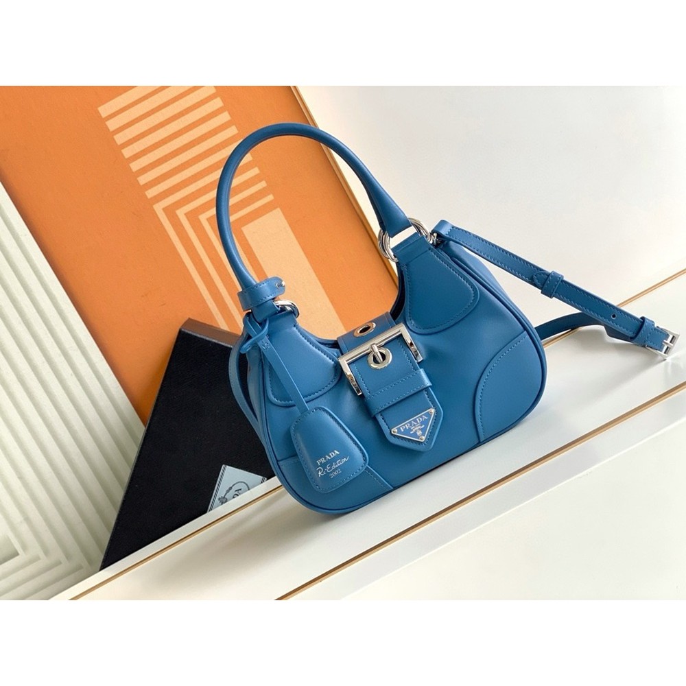 Prada Moon Bag in Blue Padded Nappa Leather TDBS28245