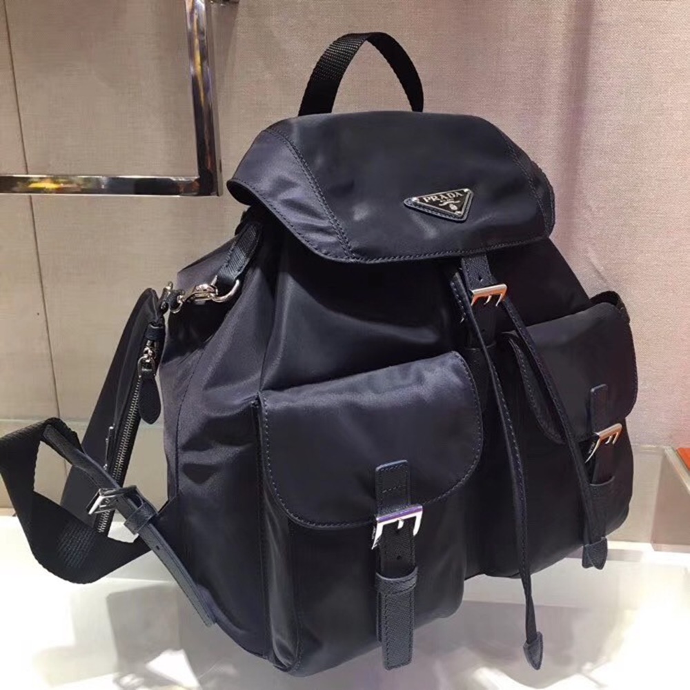 Prada Navy Blue Nylon Backpack With Clutch TDBS28081