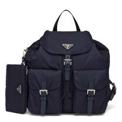 Prada Navy Blue Nylon Backpack With Clutch TDBS28081