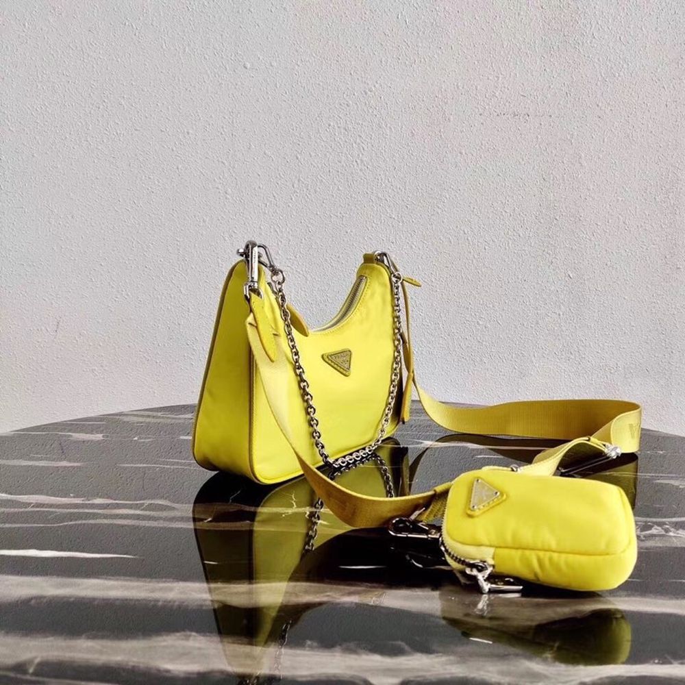 Prada Pineapple Yellow Nylon Re-Edition 2005 Shoulder Bag TDBS28259