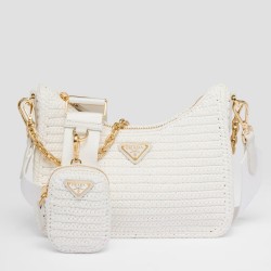 Prada Re-Edition 2005 Crochet Bag in White Raffia TDBS28288