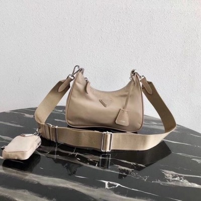 Prada Re-Edition 2005 Shoulder Bag In Beige Nylon  TDBS28264