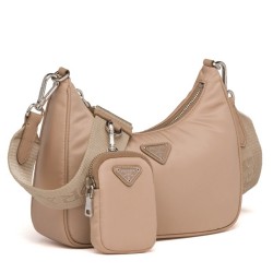 Prada Re-Edition 2005 Shoulder Bag In Beige Nylon  TDBS28264