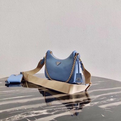 Prada Re-Edition 2005 Shoulder Bag In Blue Saffiano Leather TDBS28271