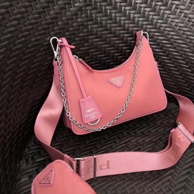 Prada Re-Edition 2005 Shoulder Bag In Pink Nylon  TDBS28273