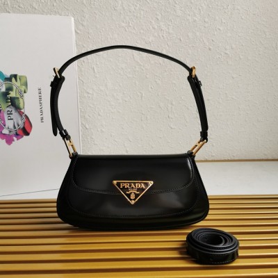 Prada Shoulder Bag in Black Brushed Calfskin TDBS28154