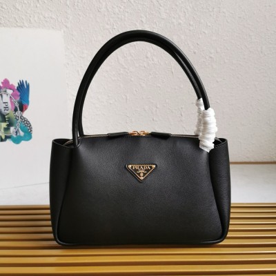 Prada Shoulder Bag in Black Calfskin with Triangle Logo TDBS28155