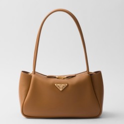 Prada Shoulder Bag in Brown Calfskin with Triangle Logo TDBS28159