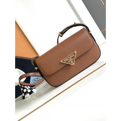 Prada Shoulder Bag in Cognac Smooth Calfskin TDBS28161