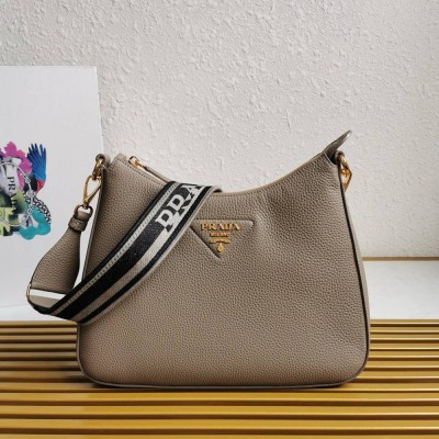 Prada Shoulder Bag in Grey Grained Leather TDBS28163