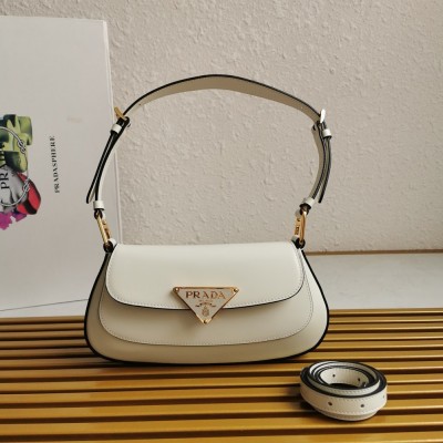 Prada Shoulder Bag in White Brushed Calfskin TDBS28165