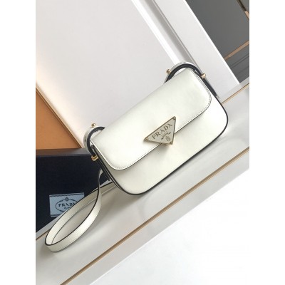 Prada Shoulder Bag in White Smooth Calfskin TDBS28167