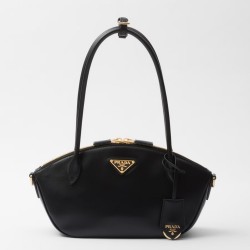 Prada Shoulder Bag with Double Zipper in Black Calfskin TDBS28170