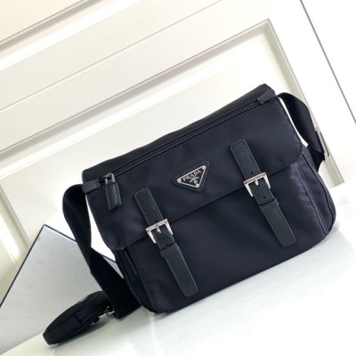 Prada Shoulder Bag with Flap in Black Re-Nylon TDBS28173