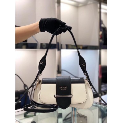 Prada Sidonie Shoulder Bag In Black/White Leather TDBS28351