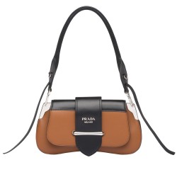 Prada Sidonie Shoulder Bag In Brown/Black Leather TDBS28354