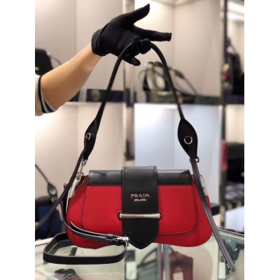 Prada Sidonie Shoulder Bag In Red/Black Leather TDBS28355