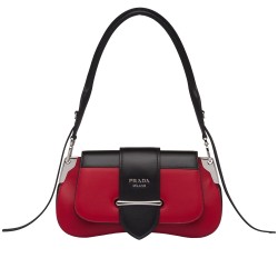 Prada Sidonie Shoulder Bag In Red/Black Leather TDBS28355