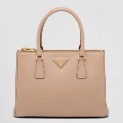 Prada Small Galleria Bag In Beige Saffiano Leather TDBS28217