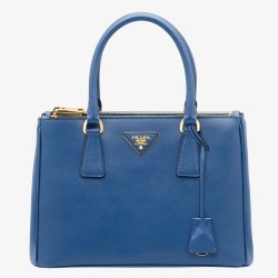 Prada Small Galleria Bag In Blue Saffiano Leather TDBS28219