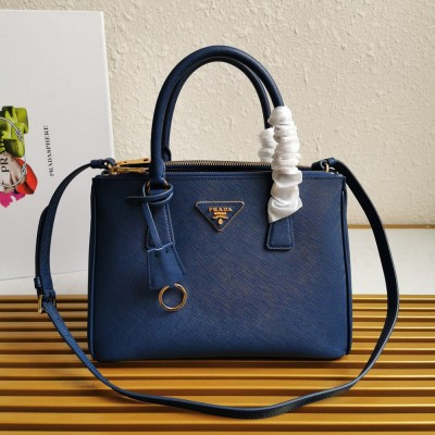 Prada Small Galleria Bag In Bluette Saffiano Leather TDBS28220