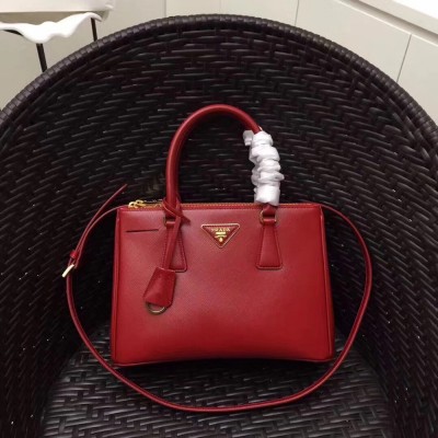 Prada Small Galleria Bag In Red Saffiano Leather TDBS28226