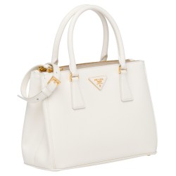 Prada Small Galleria Bag In White Saffiano Leather TDBS28227