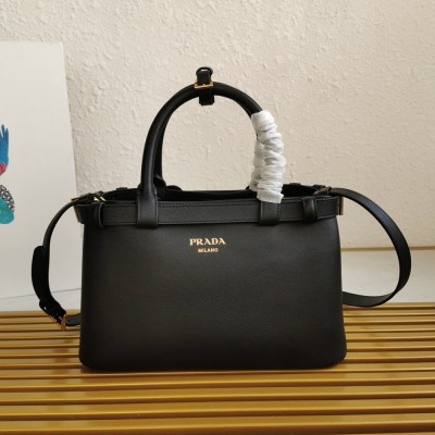 Prada Small Handbag in Black Leather with Belt TDBS28093