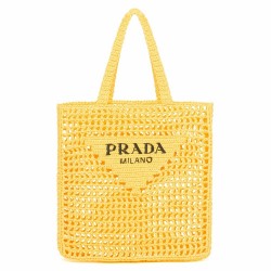 Prada Small Tote Bag In Yellow Woven Raffia TDBS28458