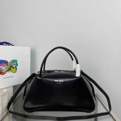 Prada Supernova Medium Handbag In Black Brushed Leather TDBS28367