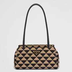 Prada Supernova Small Shoulder Bag In Black/Beige Fabric TDBS28178