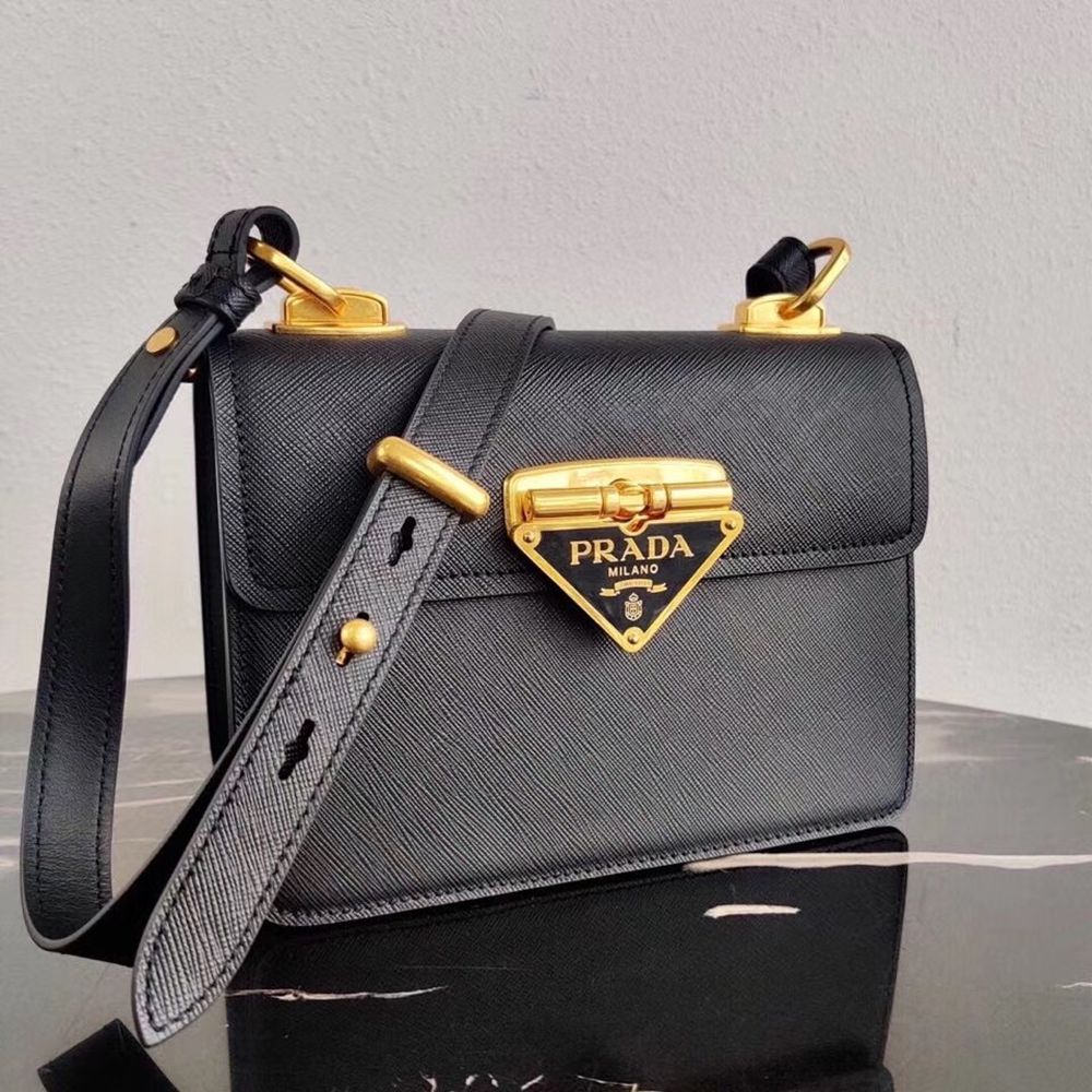 Prada Symbole Shoulder Bag In Black Saffiano Leather TDBS28374