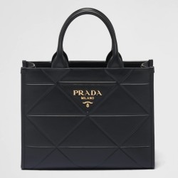 Prada Symbole Small Bag with Topstitching in Black Leather TDBS28394