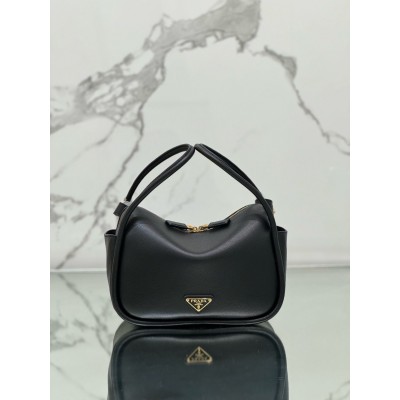 Prada Top Handle Bag in Black Grained Leather TDBS28405