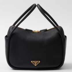 Prada Top Handle Bag in Black Grained Leather TDBS28405