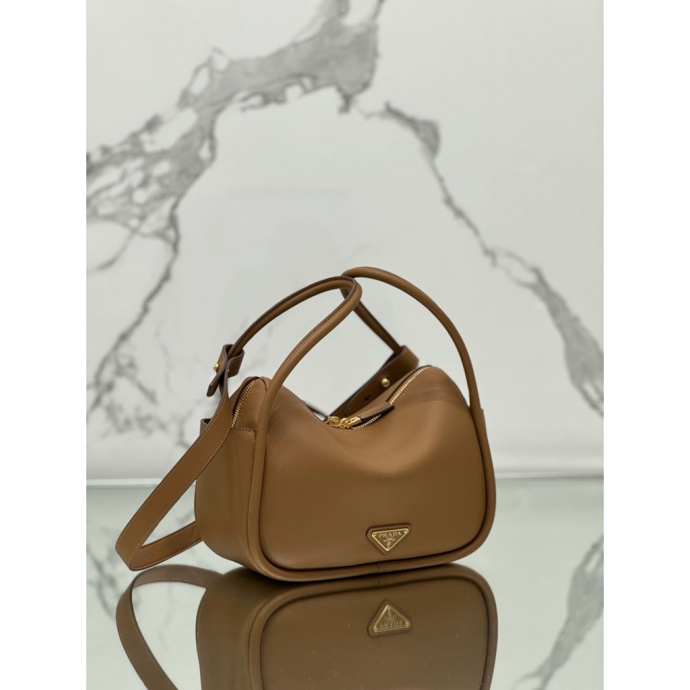 Prada Top Handle Bag in Caramel Grained Leather TDBS28406