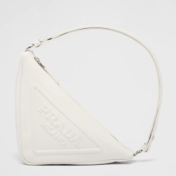 Prada Triangle Pouch Bag In White Leather  TDBS28256