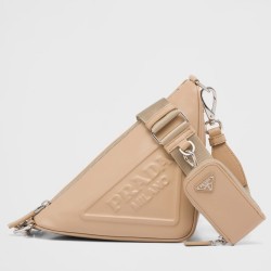 Prada Triangle Shoulder Bag In Beige Leather TDBS28461