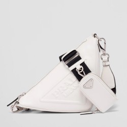 Prada Triangle Shoulder Bag In White Leather TDBS28467